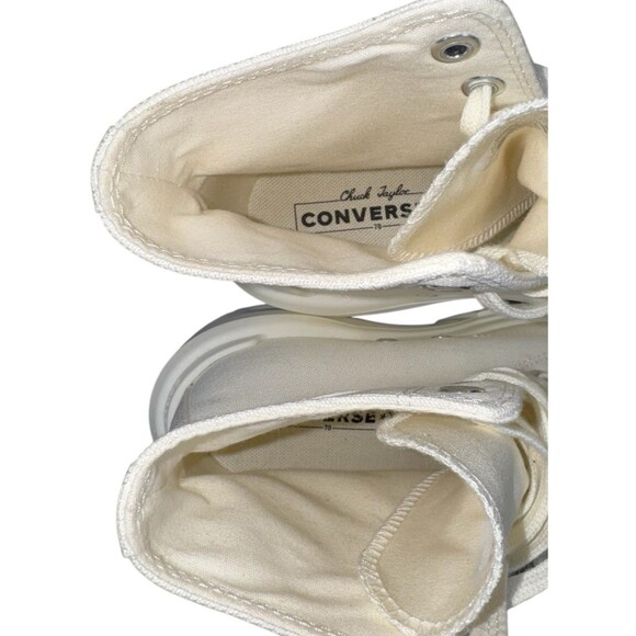 Converse Chuck 70 De Luxe Wedge Egret Chunky Sneakers White Womens Size 8.5 - Picture 9 of 10